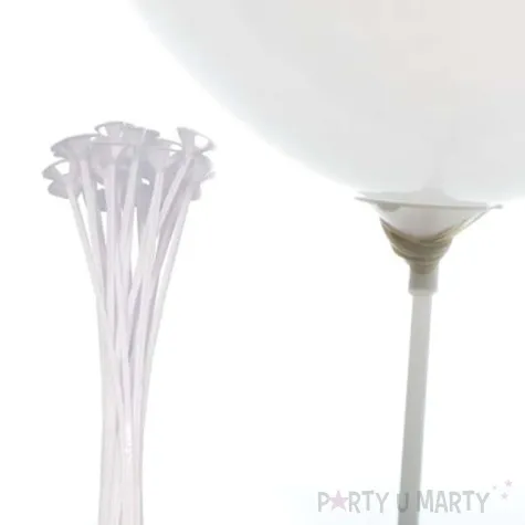 patyczki do balonow standard biale partydeco 40 cm 100 szt