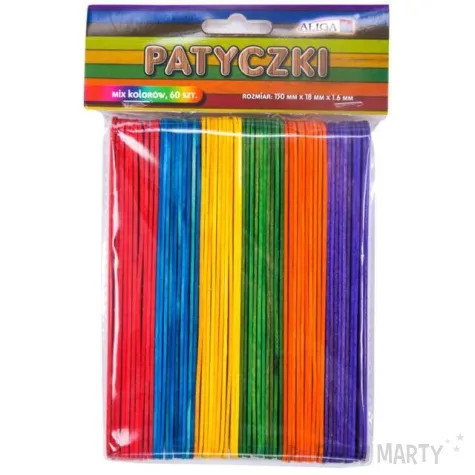 patyczki drewniane do lodow dlugie mix aliga 150 mm 60 szt
