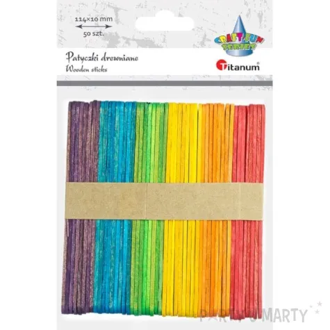 patyczki drewniane do lodow z wcieciami mix titanum 114 mm 50 szt