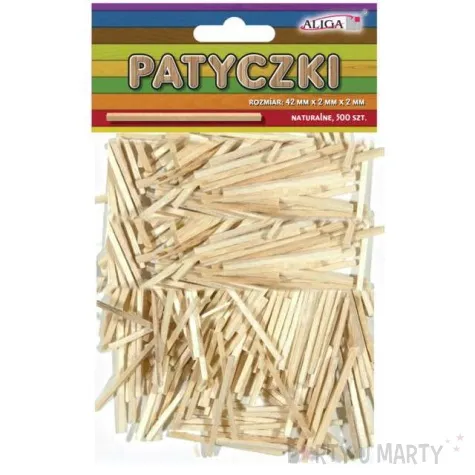 patyczki drewniane kwadratowe bezbarwne aliga 42 mm 500 szt