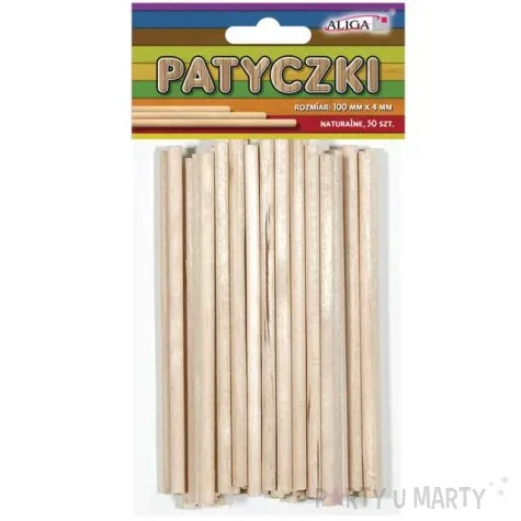 patyczki drewniane okragle bezbarwne aliga 100 mm 50 szt