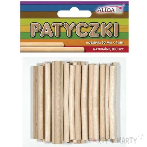 patyczki drewniane okragle bezbarwne aliga 60 mm 100 szt