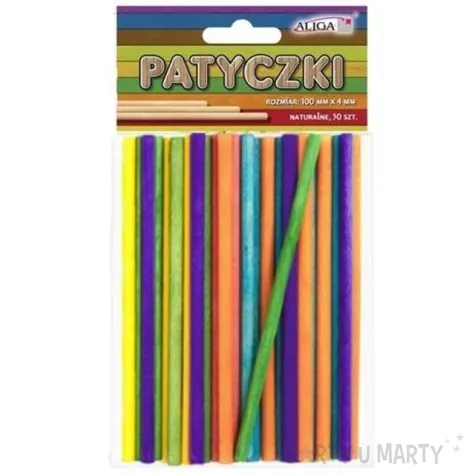 patyczki drewniane okragle mix aliga 100 mm 50 szt