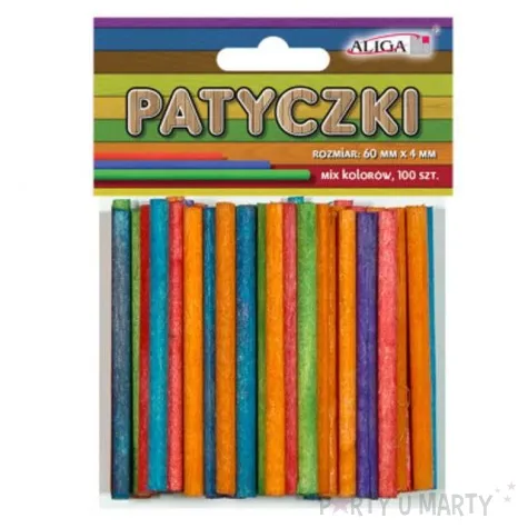 patyczki drewniane okragle mix aliga 60 mm 100 szt