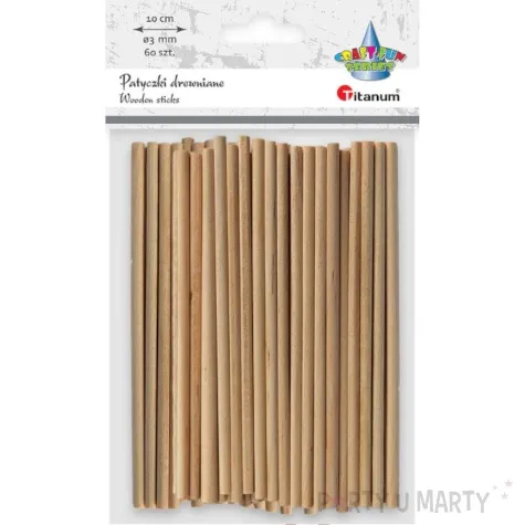 patyczki drewniane okragle naturalne titanum 100 mm 60 szt