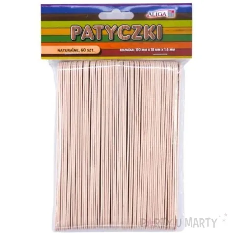 patyczki drewniane plaskie bezbarwne aliga 150 mm 60 szt