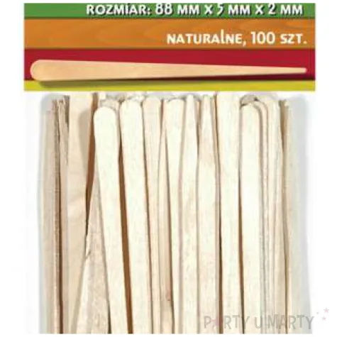 patyczki drewniane plaskie bezbarwne aliga 88 mm 100 szt