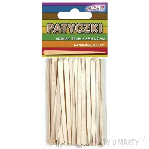 patyczki drewniane plaskie bezbarwne aliga 88 mm 100 szt
