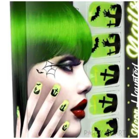 paznokcie czarne cmentarzysko zielony neon widmann 10 szt