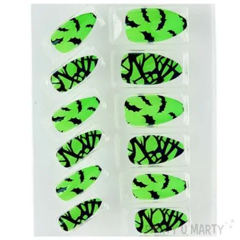 paznokcie czarne nietoperze zielony neon widmann 10 szt