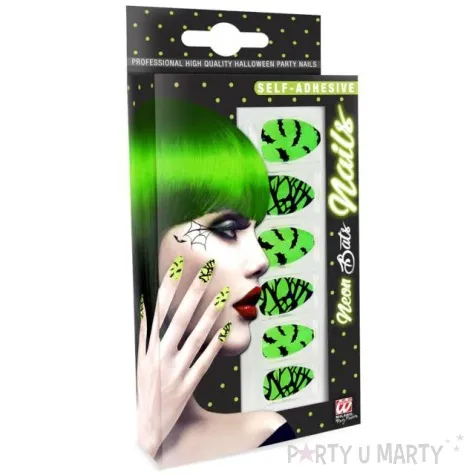 paznokcie czarne nietoperze zielony neon widmann 10 szt