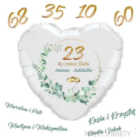 personalizowany balon z imionami na dowolna rocznice slubu nadruk na balonie na rocznice na prezent