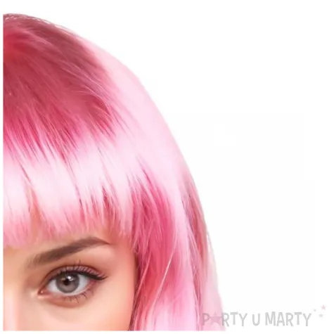 peruka damska na karnawal bob rozowe neonowe proste wlosy z grzywka retro cyberpunk