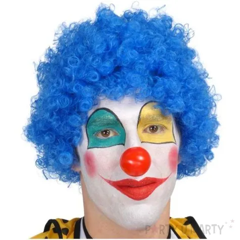 peruka party afro klaun niebieska guirca