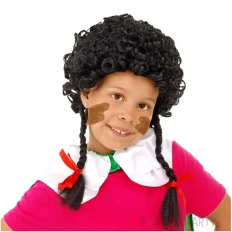 peruka party afro z warkoczykami czarny folat