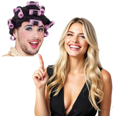 peruka party babcia z walkami czarna fyasa