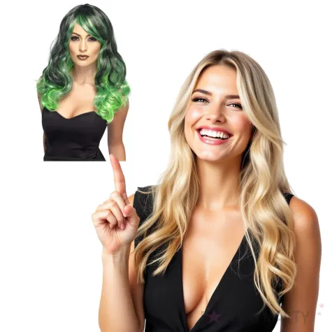 peruka party bewitching zielono czarna smiffys