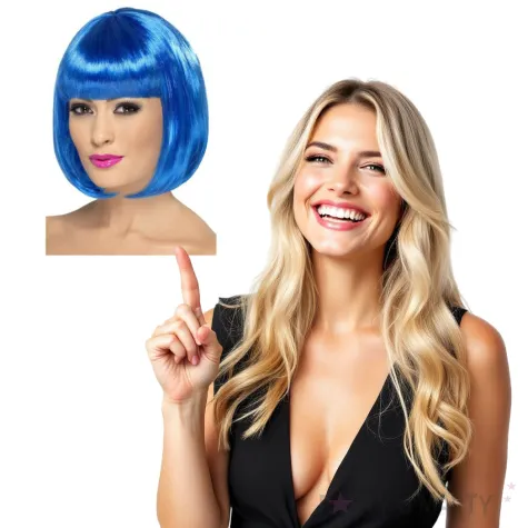 peruka party bob partyrama niebieska smiffys