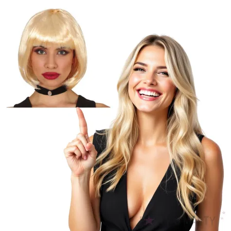 peruka party bob z grzywka blond guirca