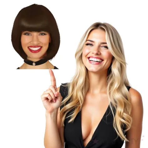 peruka party bob z grzywka brazowa guirca