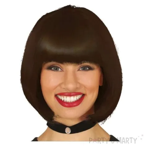 peruka party bob z grzywka brazowa guirca