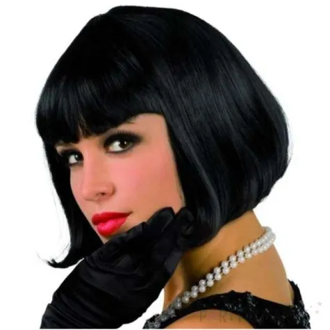 peruka party bob z grzywka czarna partytino