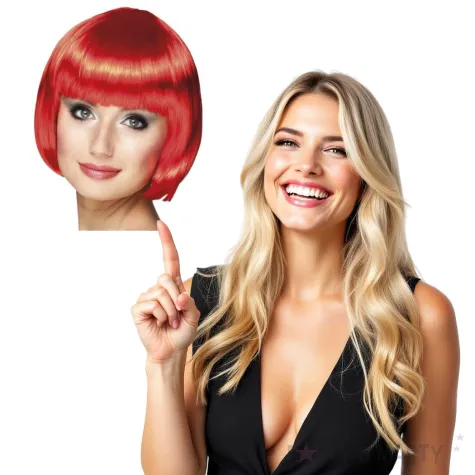 peruka party bob z grzywka czerwona boland