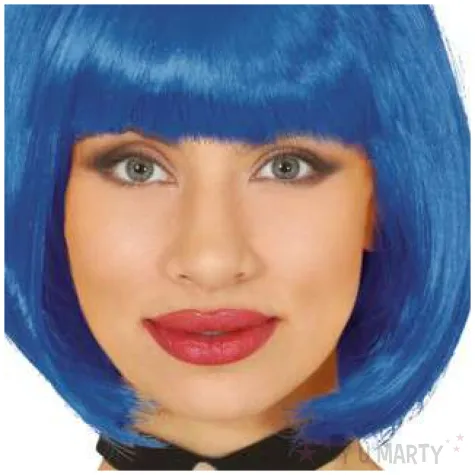 peruka party bob z grzywka niebieska guirca