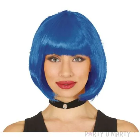 peruka party bob z grzywka niebieska guirca