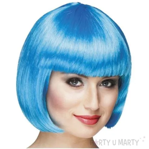 peruka party bob z grzywka niebieski mrozny boland