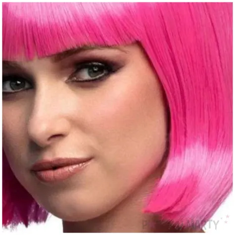 peruka party bob z grzywka rozowy boland