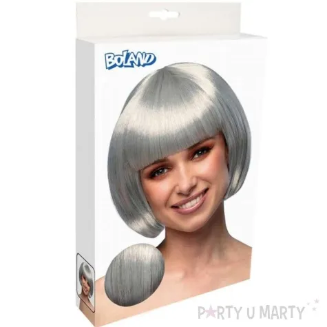 peruka party bob z grzywka srebrny boland