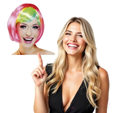 peruka party bob z grzywka teczowa boland