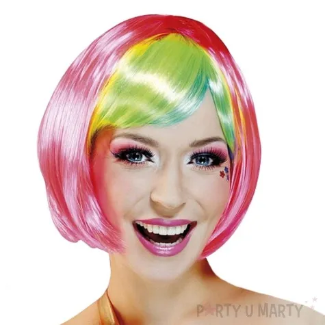 peruka party bob z grzywka teczowa boland