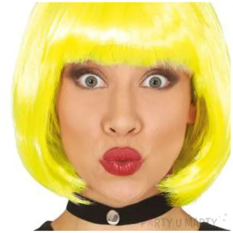 peruka party bob z grzywka zolta guirca