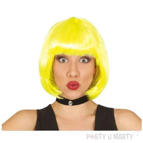 peruka party bob z grzywka zolta guirca