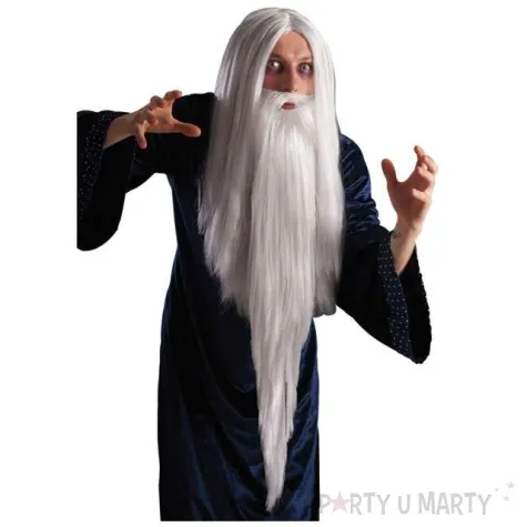 peruka party czarodziej z broda siwa carnival toys