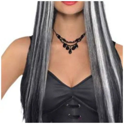 peruka party czarownica z pasemkami bialo czarna amscan