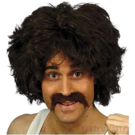 peruka party czupryna z wasami brazowa smiffys