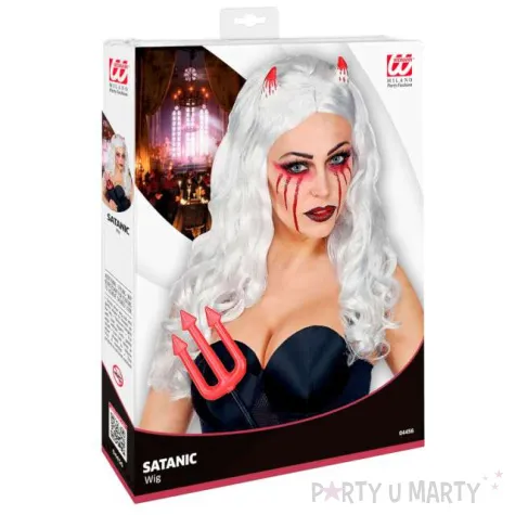 peruka party diablica z rogami biala widmann