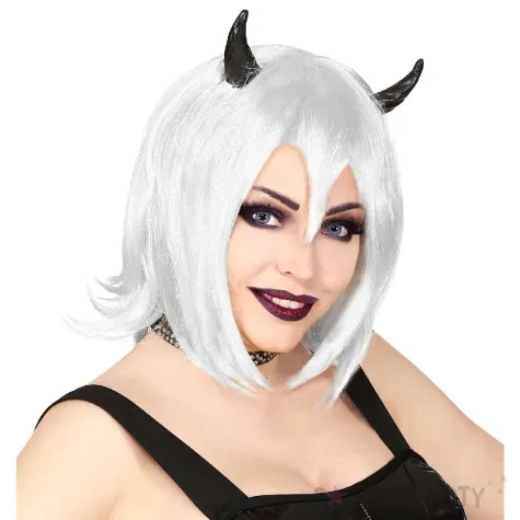 peruka party diablica z rogami bialy widmann