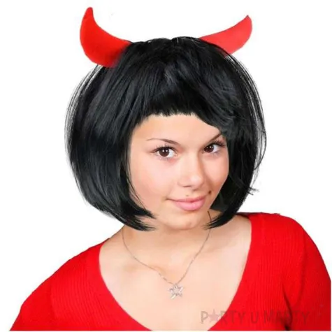 peruka party diablica z rogami czarna arpex