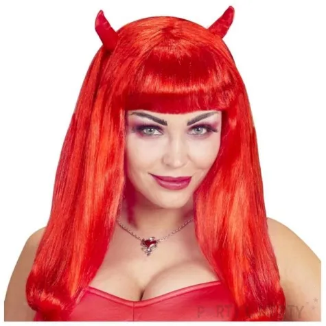peruka party diablica z rogami czerwone widmann