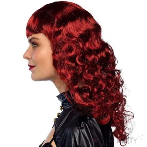peruka party dlugie loki z grzywka bordowy boland