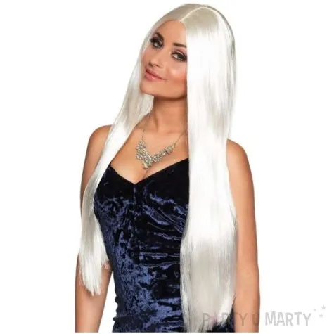 peruka party dlugie wlosy biala boland