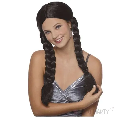 peruka party dlugie wlosy czarne z warkoczykami boland