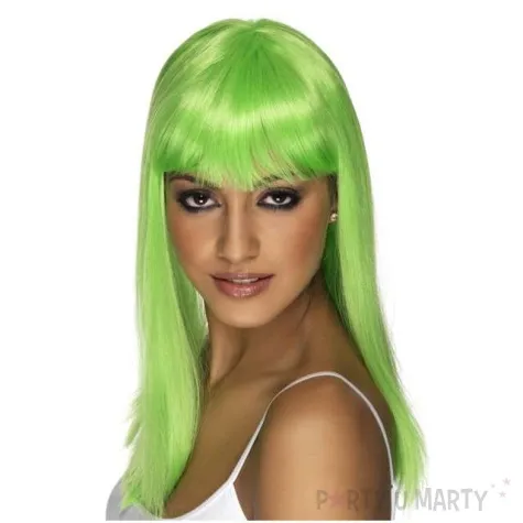 peruka party dlugie wlosy zielone partytino