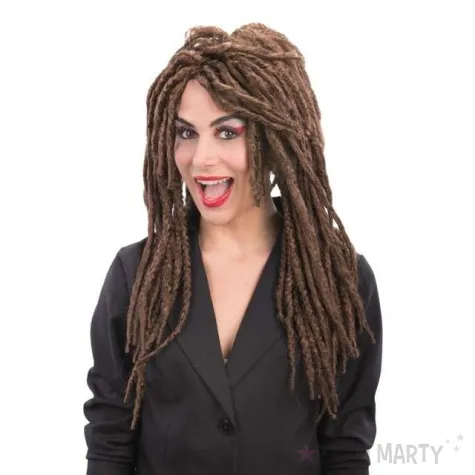 peruka party dredy dlugie brazowa carnival toys