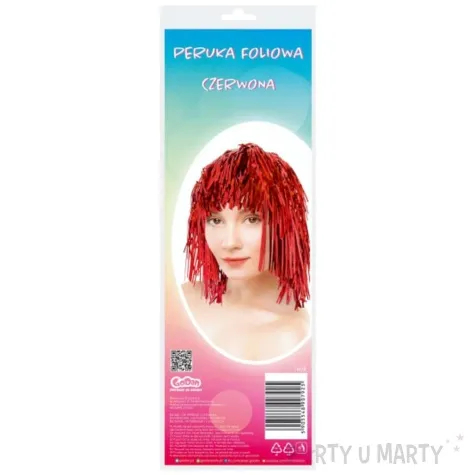 peruka party foliowa red czerwona godan