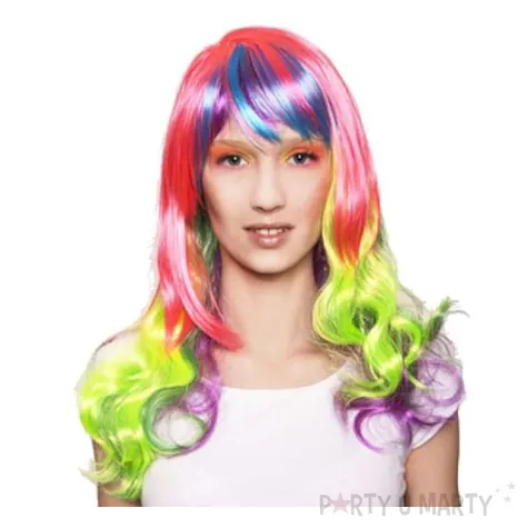 peruka party glamour teczowa